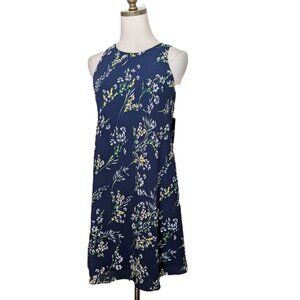 NWT Lauren Ralph Lauren Sleeveless Dress Size P4 Blue Floral Summer Romance